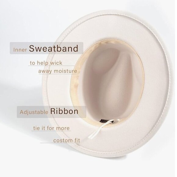 White Wool Hat with Belt Buckle - Picture 3 of 5